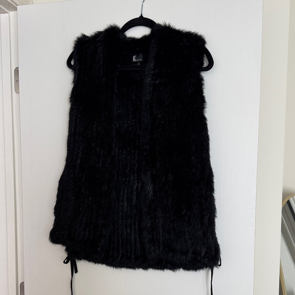 Love Token Black Faux Fur Vest